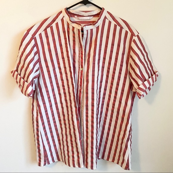 SOLD Red and off white stripped blouse - Picture 4 of 15